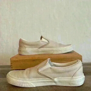 Vans pale pink leather slip ons SIZE 5 (men)  6.5 (women)